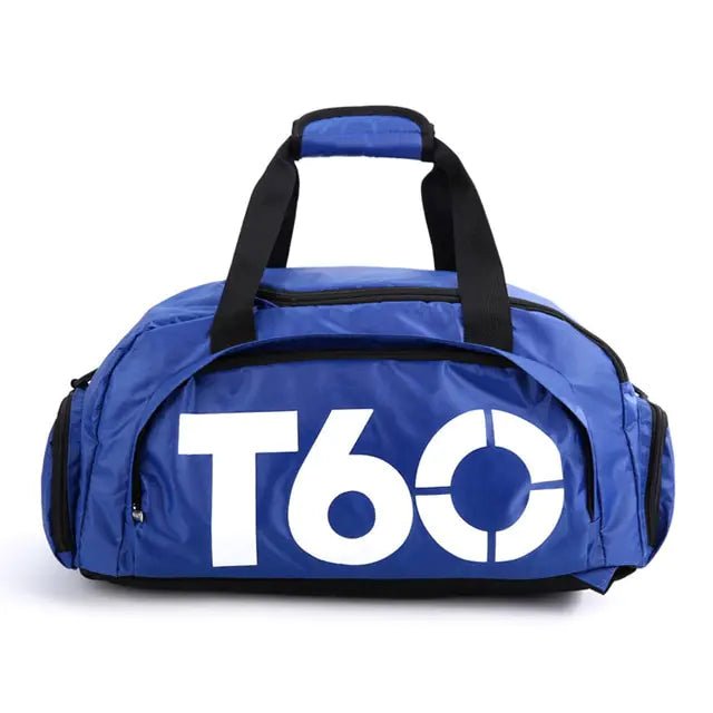 A stylish waterproof Training bag with a sleek design, featuring a separate shoe pocket, adjustable strap, and spacious compartments for travel and fitness essentials.- TNT Fitness Gear