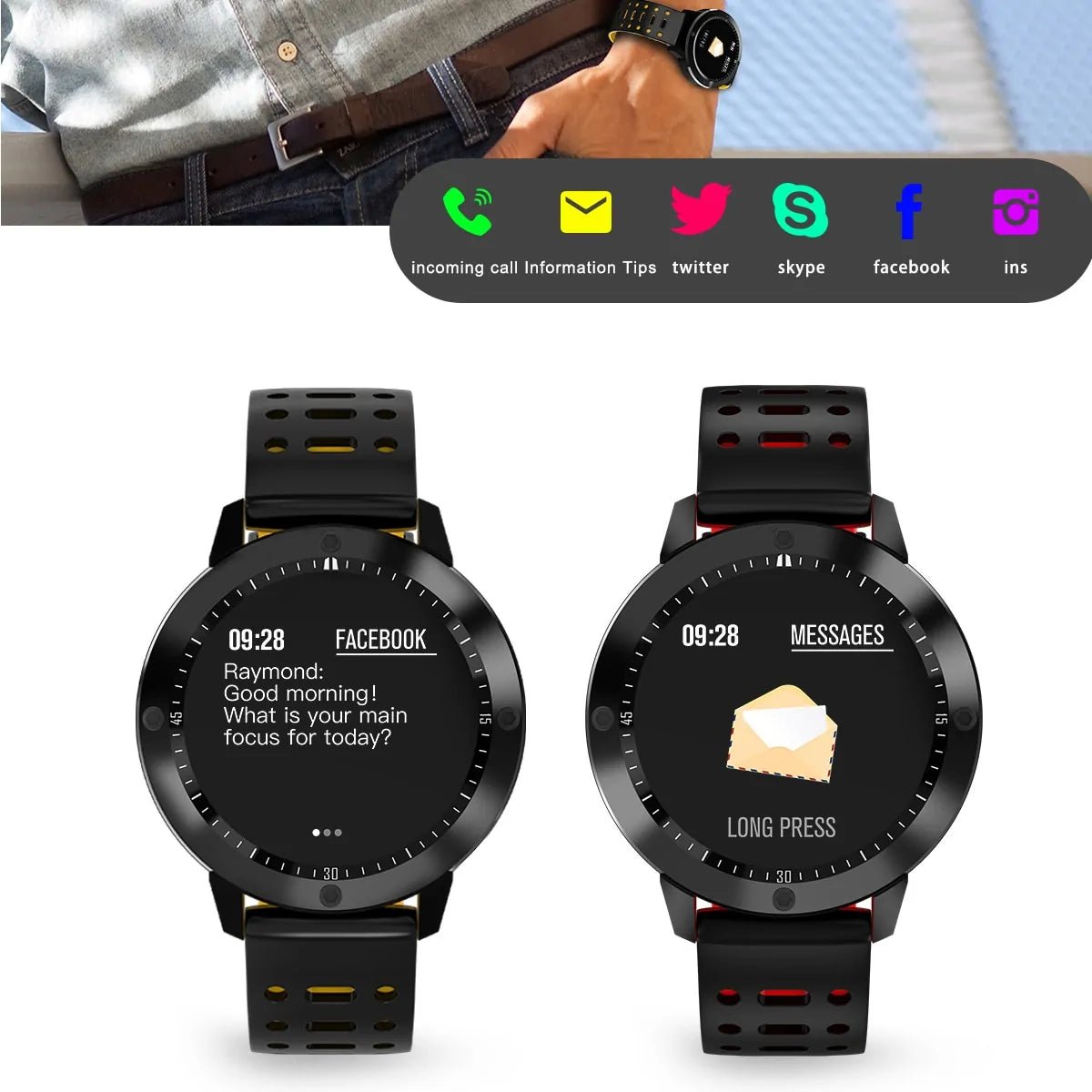 Waterproof Smart Fitness Tracker featuring step tracking, heart rate monitoring, and workout logging. Syncs with smartphones for notifications, music control, and fitness data. Durable, water-resistant design ideal for swimming, running, and more. Includes sleep monitoring, calorie counting, and personalized fitness goals - TNT Fitness Gear