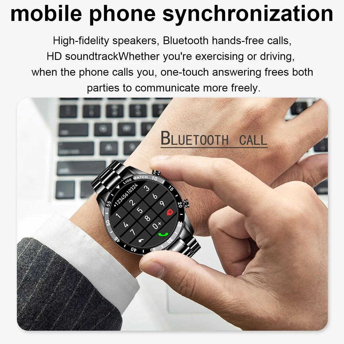 Waterproof sports fitness smartwatch with a vibrant 1.3-inch high-definition touch screen, IP67 waterproof rating, multi-sport modes, Bluetooth calling, and health tracking features like heart rate, blood pressure, and sleep monitoring. Compatible with Android 5.4+ and iOS 8.0+ for seamless connectivity and lifestyle integration.