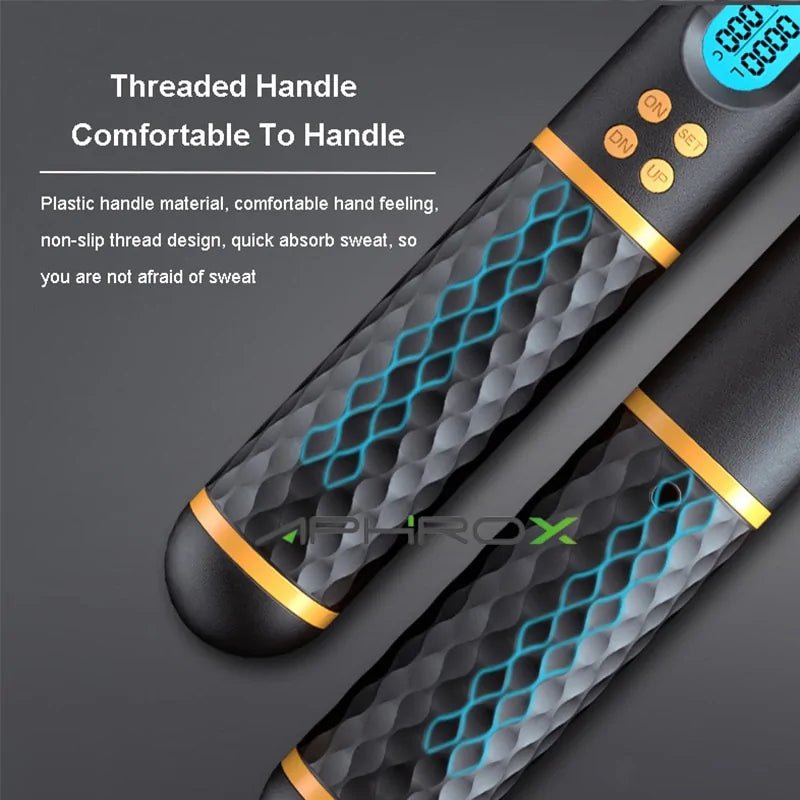 Digital Counter Speed Jump Rope designed for weight loss and fitness tracking. Features a built-in counter to monitor jumps, adjustable rope length, and a durable, lightweight design for effective workouts at home or outdoors.- TNT Fitness Gear
