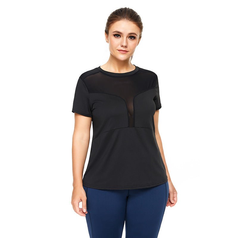 Women's Plus Size Sports T-Shirt - Mesh Stitching, Loose & Stylish - TNT Fitness