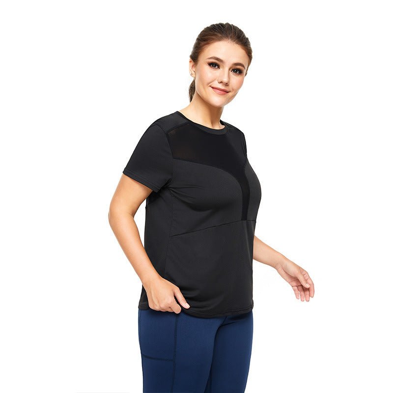 Women's Plus Size Sports T-Shirt - Mesh Stitching, Loose & Stylish - TNT Fitness