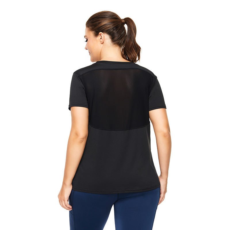 Women's Plus Size Sports T-Shirt - Mesh Stitching, Loose & Stylish - TNT Fitness