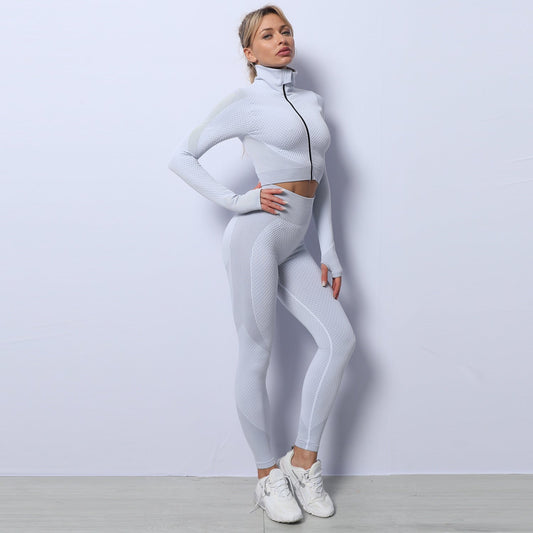 Women wearing a 2-piece training set designed for workouts and active movement