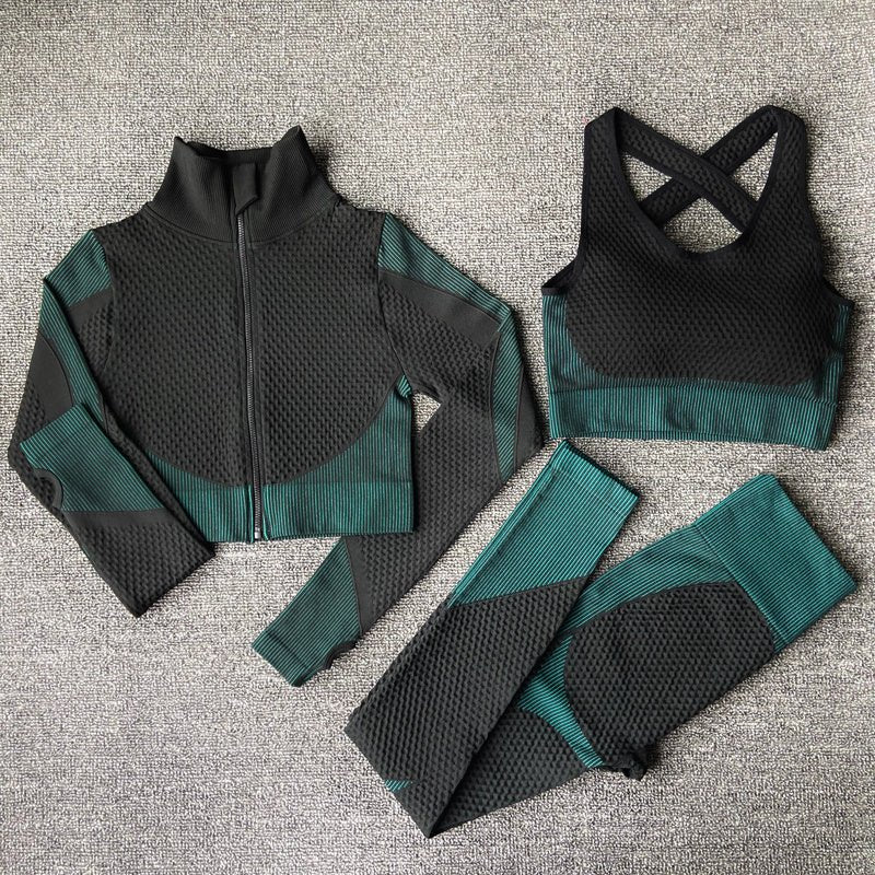 Women's Yoga Gym Suit Set featuring a soft, breathable 85% nylon and 15% spandex blend for ultimate comfort and flexibility. Designed for all seasons, available in chic black-green and orange-pink colors, with tailored sizes from S to L for a stylish, secure fit during workout - TNT Fitness Gear