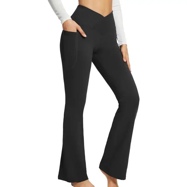 Functional and fashionable workout leggings with pockets designed for women. Made from stretchy, moisture-wicking fabric, these high-waisted leggings provide comfort and convenience during exercise and casual wear.