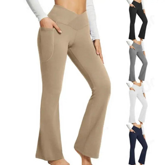 Functional and fashionable workout leggings with pockets designed for women. Made from stretchy, moisture-wicking fabric, these high-waisted leggings provide comfort and convenience during exercise and casual wear