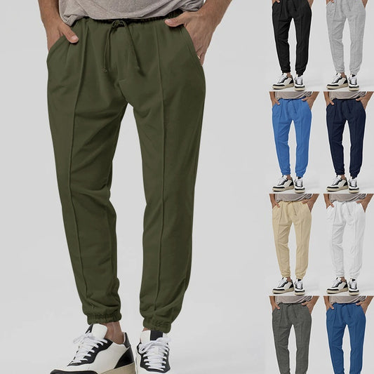 Men’s tapered casual joggers shown in multiple colors