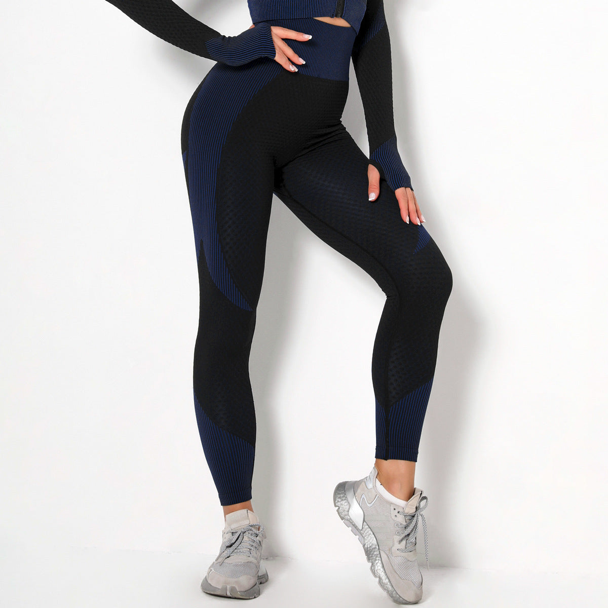 White women’s 3 piece workout set with leggings sports bra and jacket