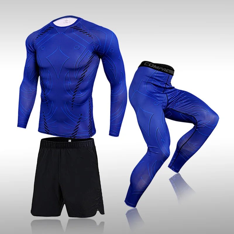 3 - Piece Men’s Compression Workout Suit – Gym, Running, Fitness Apparel - TNT Fitness