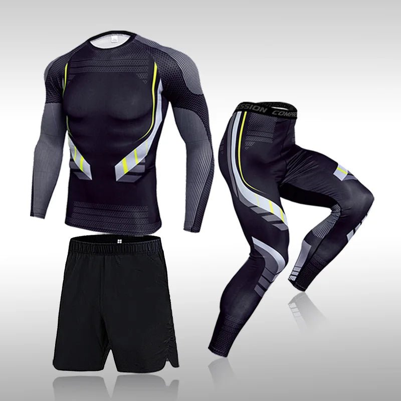 3 - Piece Men’s Compression Workout Suit – Gym, Running, Fitness Apparel - TNT Fitness