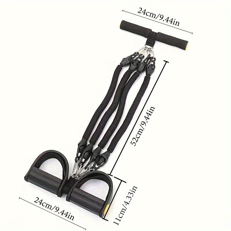 Adjustable resistance bands with foot pedals and handles for full-body workouts