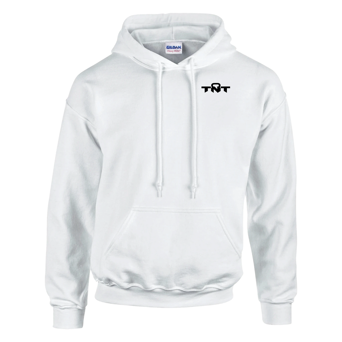TNT Fitness Gear Classic Unisex Training Hoodie in White with black left-chest logo