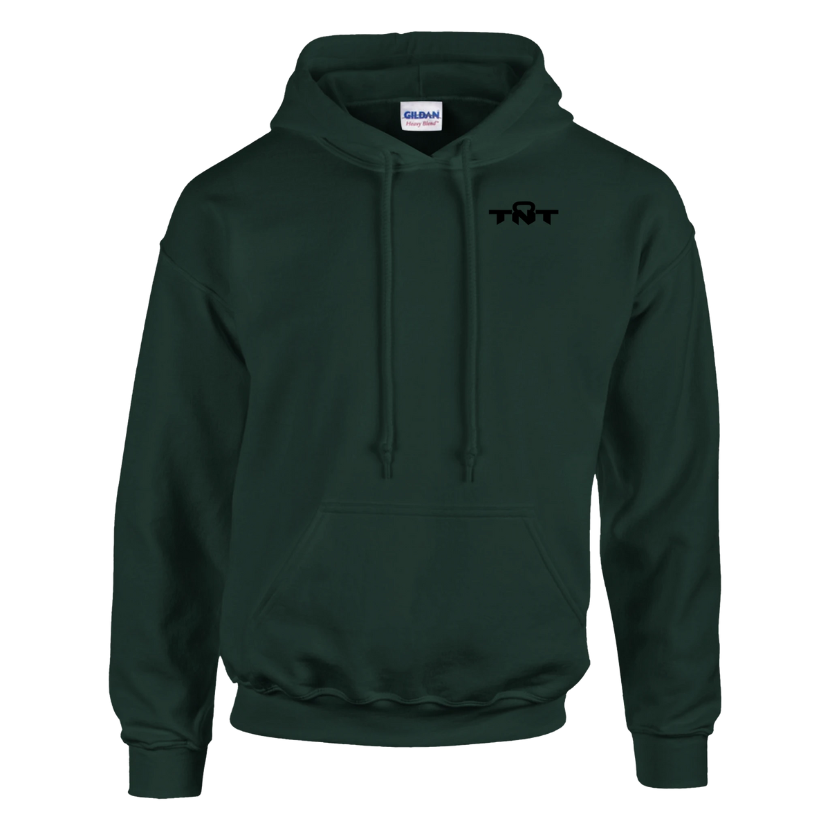 TNT Fitness Gear Classic Unisex Training Hoodie in Forest Green with black left-chest logo