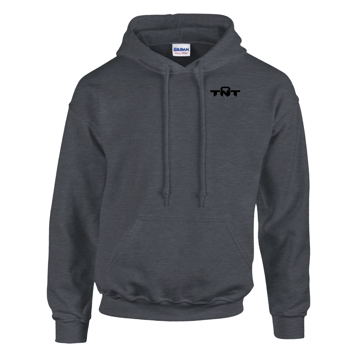 TNT Fitness Gear Classic Unisex Training Hoodie in Dark Heather with black left-chest logo