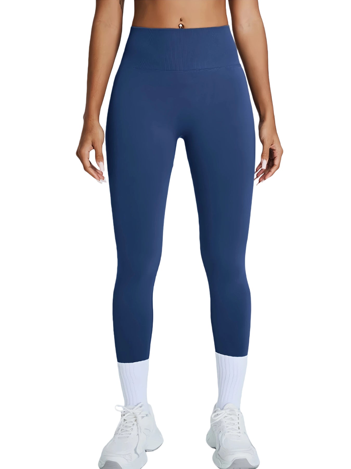 Women wearing seamless high-waisted training leggings during workouts