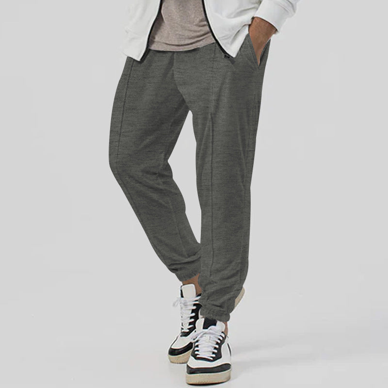 Men’s tapered casual joggers in dark gray, front view