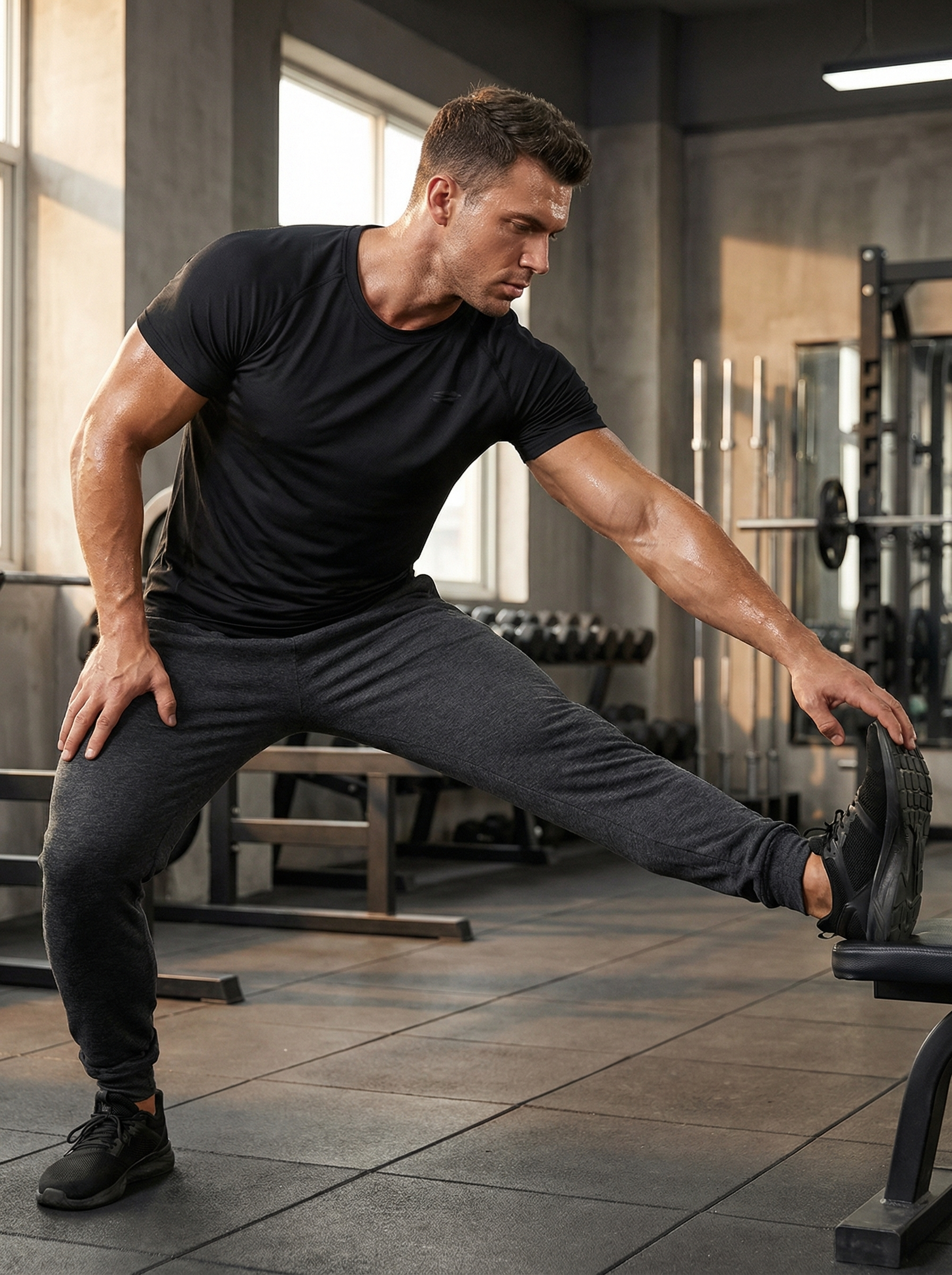 Men’s comfort-fit track pants lightweight casual joggers elastic waistband