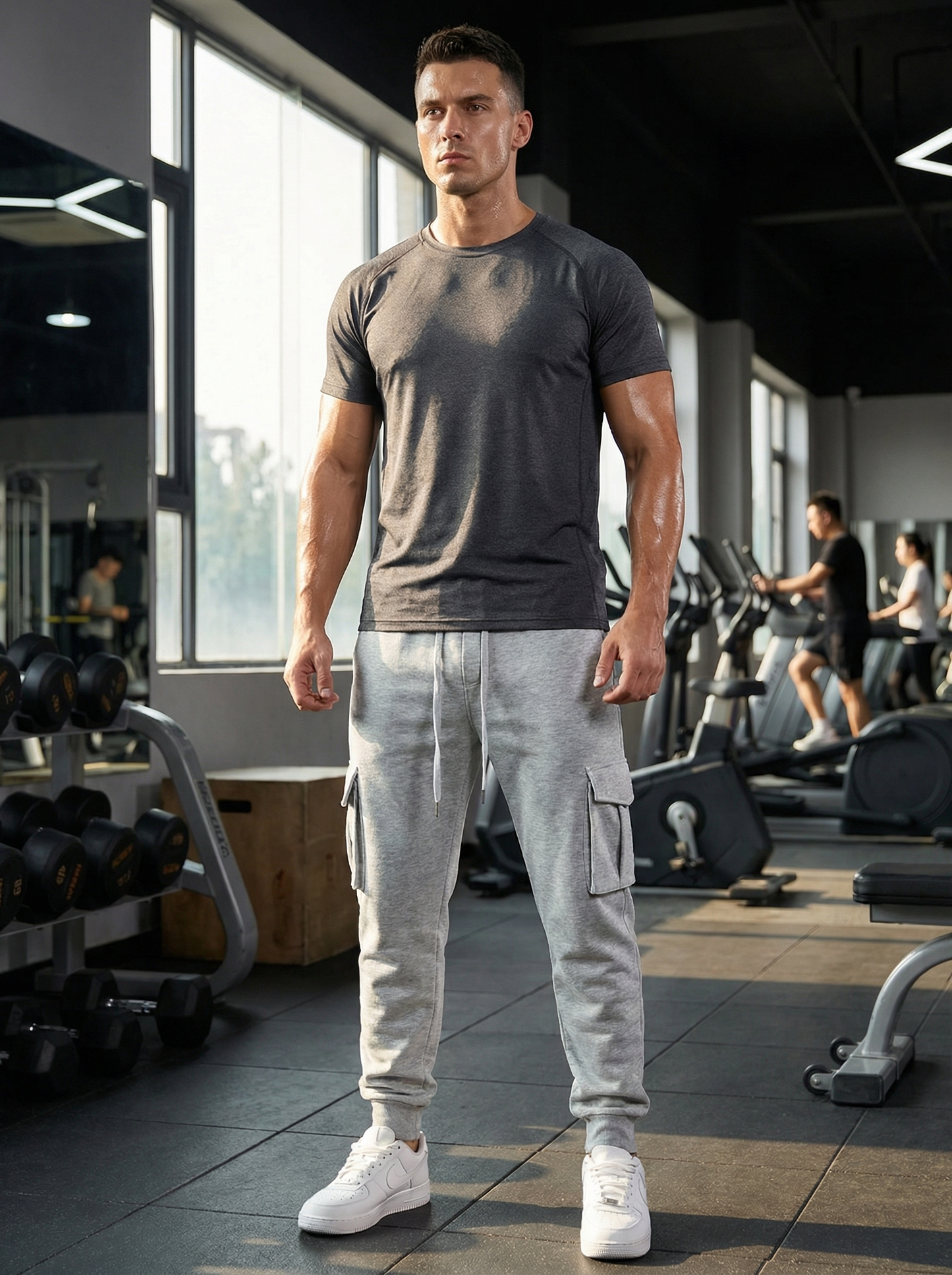 Men’s lightweight drawstring pants breathable polyester athletic casual performance pants