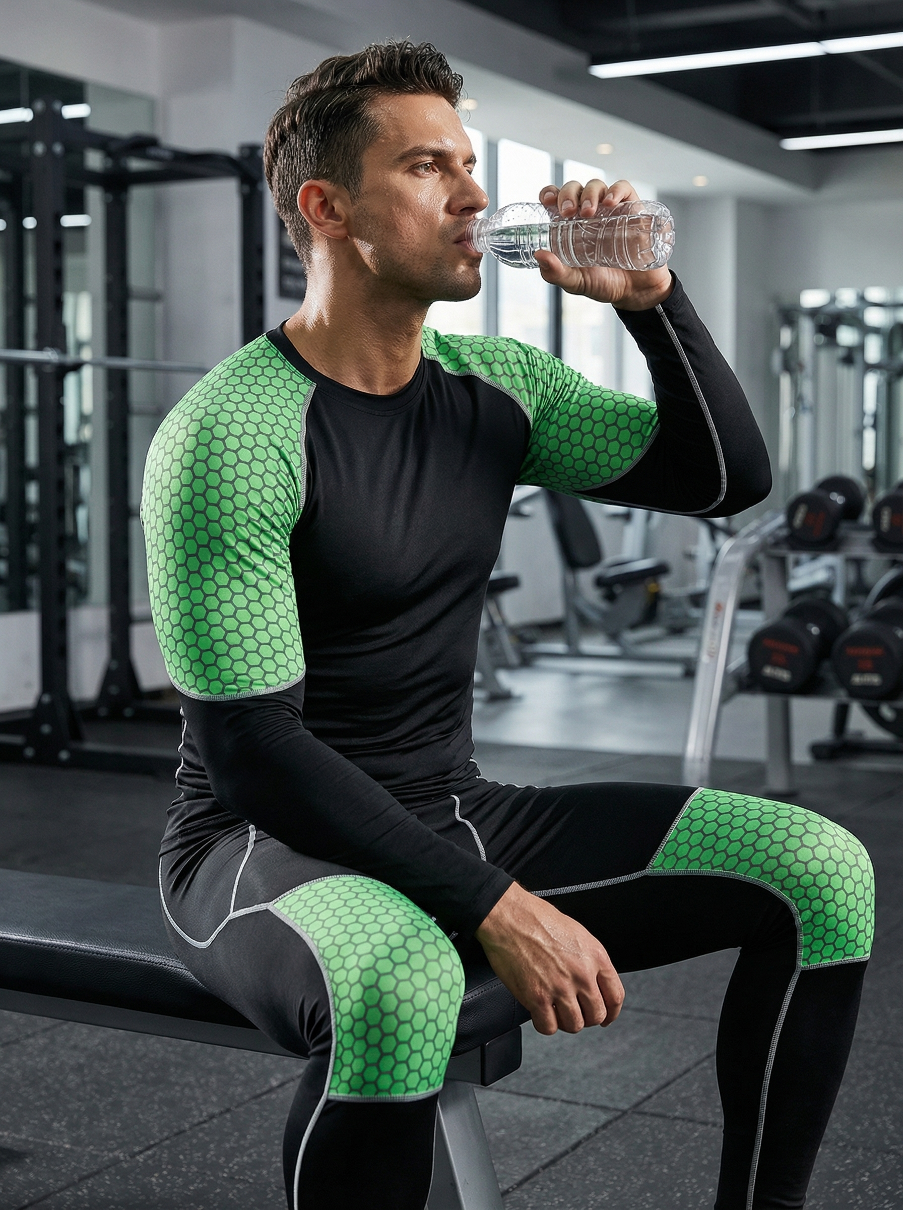 Men’s compression training set long sleeve and leggings performance workout gear
