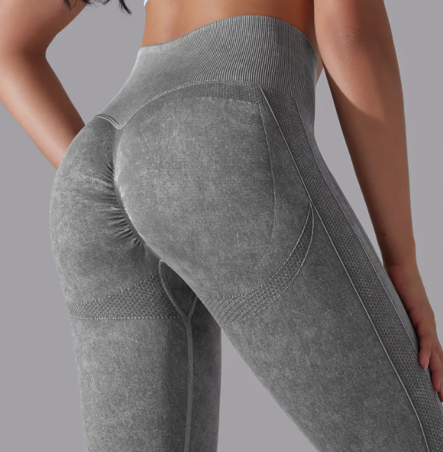 Woman wearing seamless contour training leggings