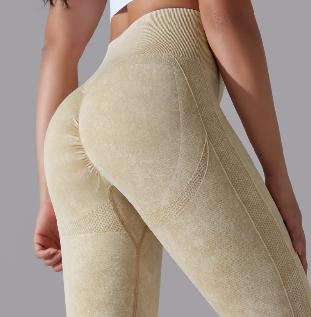 Woman wearing seamless contour training leggings