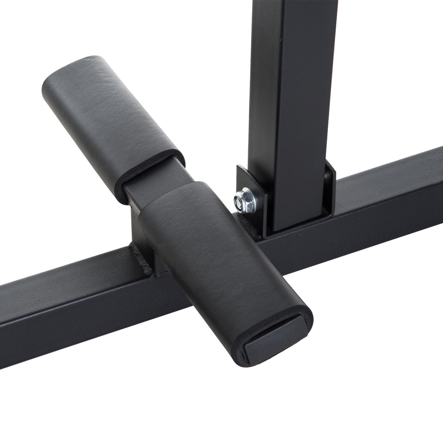 Black metal pull-up bar with padding on a white background- TNT Fitness Gear