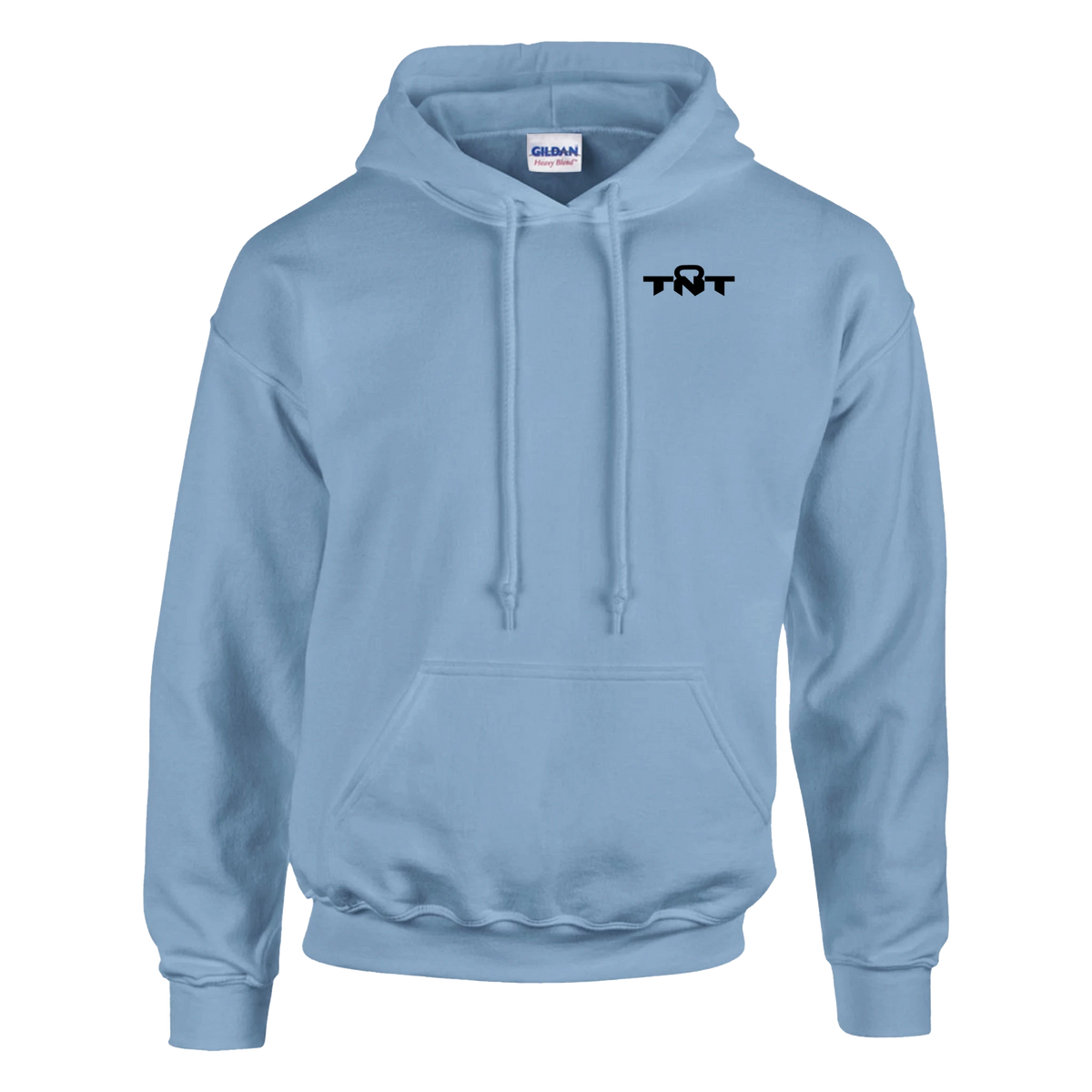 TNT Fitness Gear Classic Unisex Training Hoodie in Light Blue with black left-chest logo
