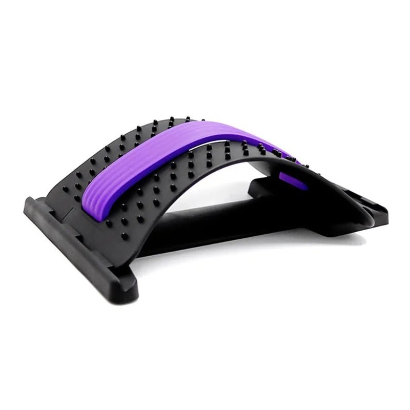 Back massage stretcher designed for lower back relief and improved posture. Made from durable ABS plastic and rubber, it features adjustable settings for a personalized massage experience. Lightweight and portable, perfect for use at home, the office, or on the go. Suitable for easing muscle tightness and promoting relaxation