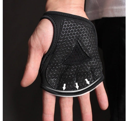 Black Breathable Weightlifting Sports Gym Half Finger Protector Gloves - TNT Fitness