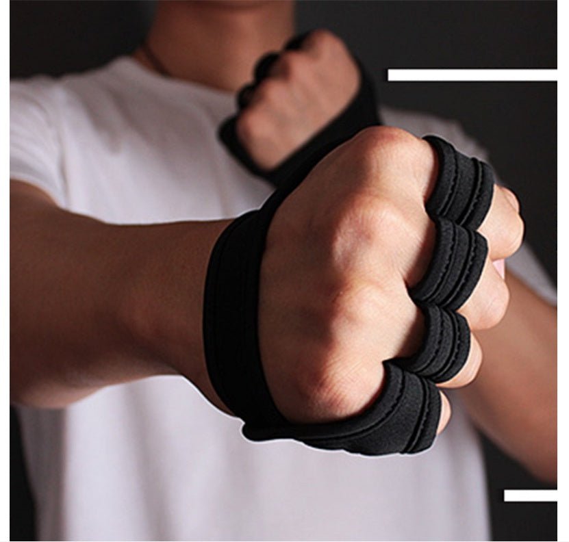 Black Breathable Weightlifting Sports Gym Half Finger Protector Gloves - TNT Fitness