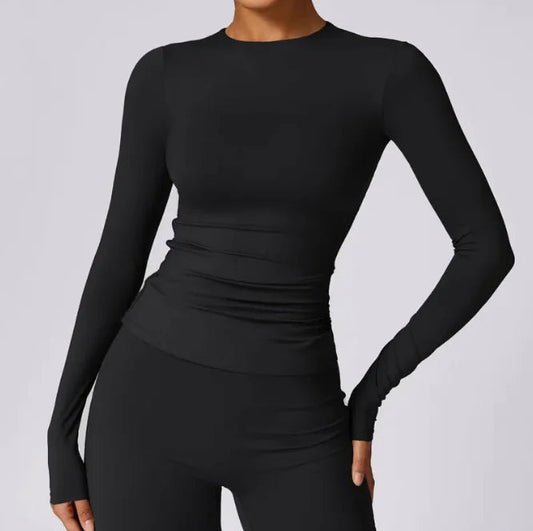 Brushed Tight Long Sleeve Yoga Leisure Workout Clothes - TNT Fitness