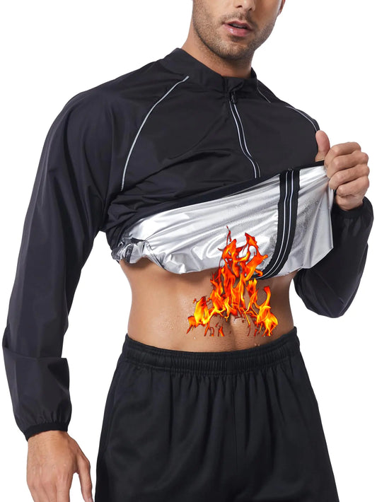 Men’s sauna suit sweat jacket for weight loss with long sleeves and full zipper