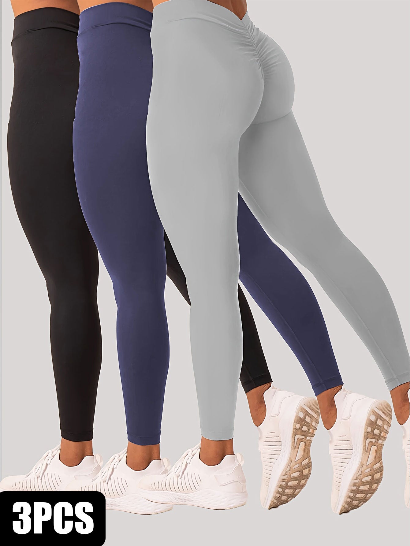 Women wearing high-waisted training leggings designed for workouts and active movement
