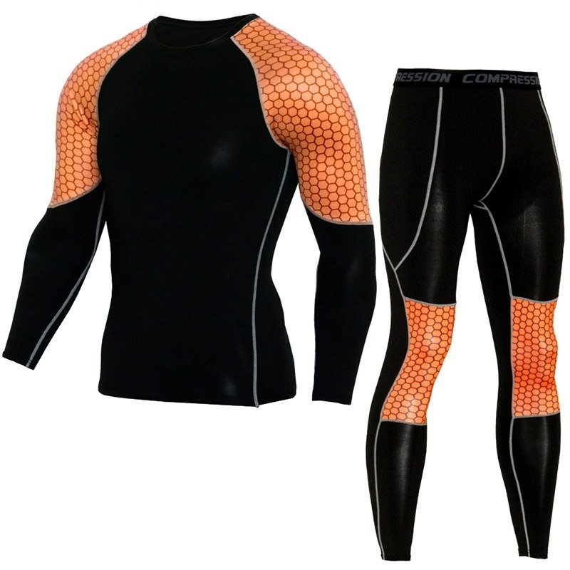 Men's Compression Running Suit: Long T-Shirt and Pants for Gym Fitness Workouts. - TNT Fitness