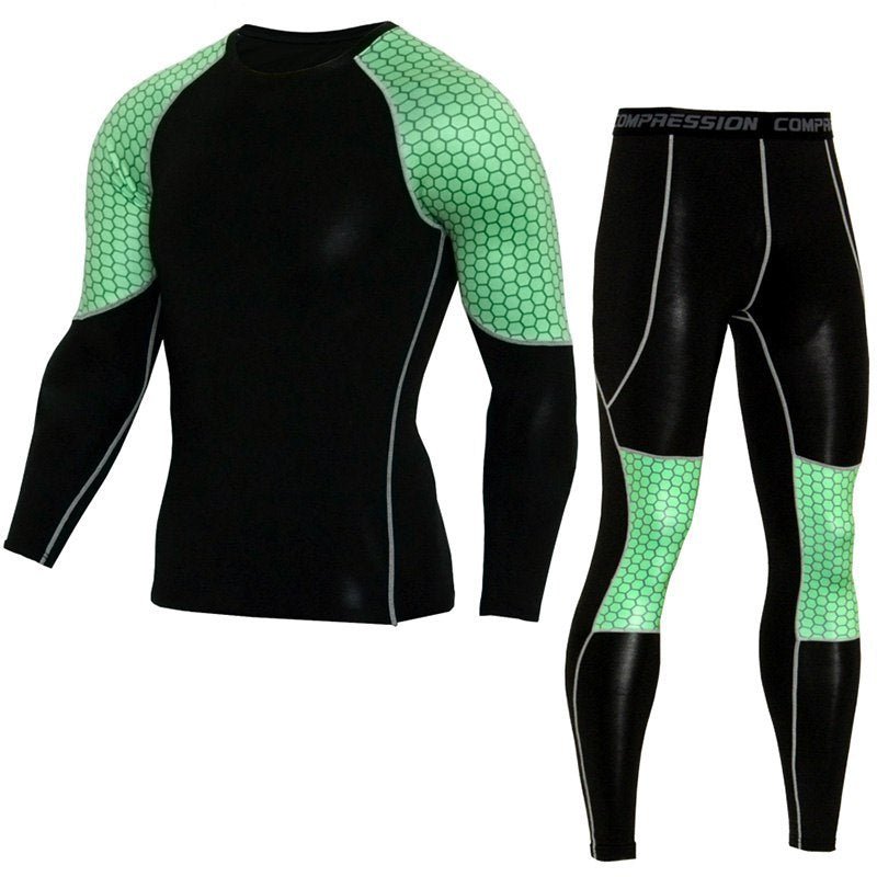 Men's Compression Running Suit: Long T-Shirt and Pants for Gym Fitness Workouts. - TNT Fitness