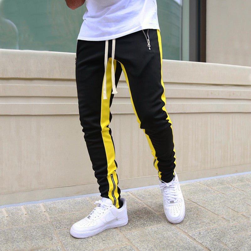 Men's Gym Slim Tapered Sweatpants Workout Jogging Pants Fitness Zipper Pockets - TNT Fitness