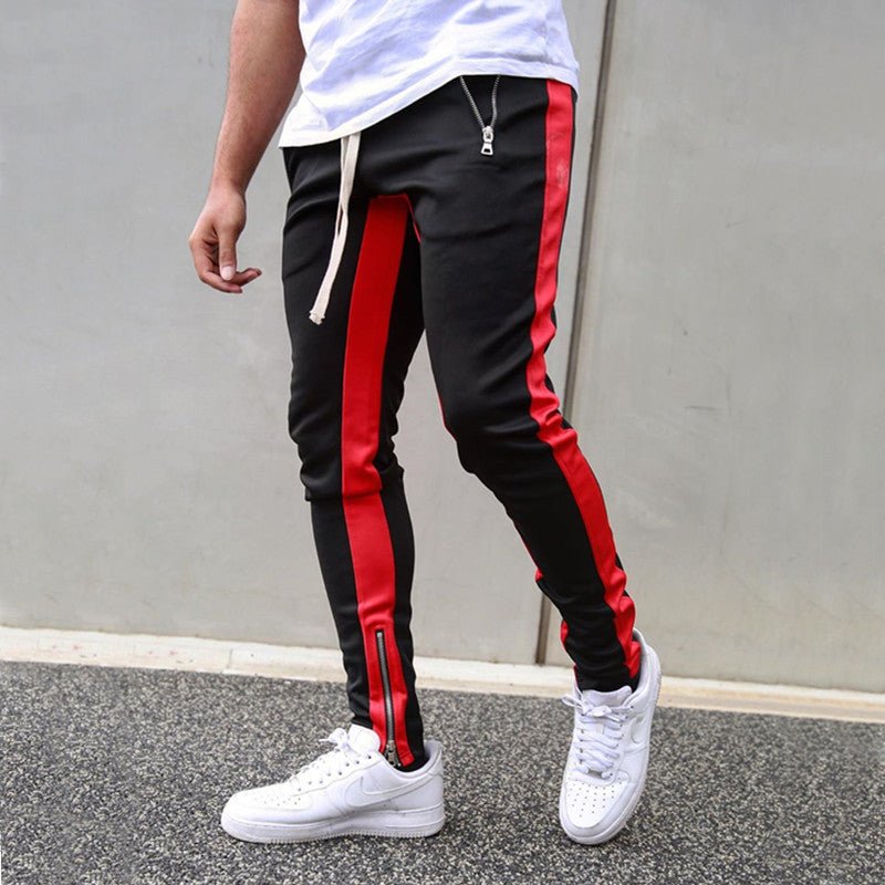 Men's Gym Slim Tapered Sweatpants Workout Jogging Pants Fitness Zipper Pockets - TNT Fitness