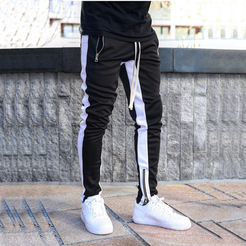 Men's Gym Slim Tapered Sweatpants Workout Jogging Pants Fitness Zipper Pockets - TNT Fitness