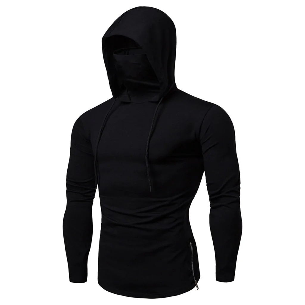 Men's Sports Running Fitness Hoodie with Mask: Casual Comfort with Style - TNT Fitness
