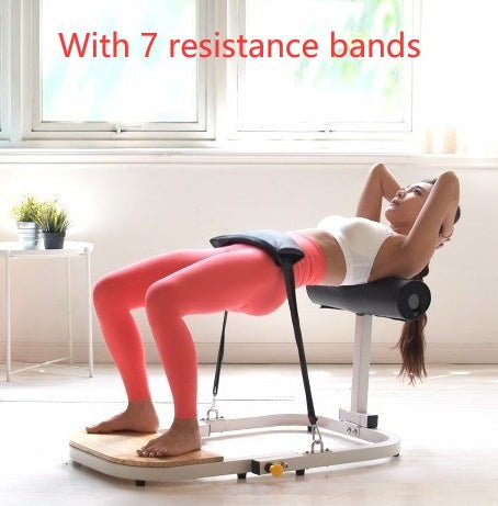Innovative home fitness hip thrust exerciser made with sturdy iron and wood construction, featuring foam padding for added comfort. Designed for versatile home workouts, suitable for all fitness levels, and compact for easy storage in any space - TNT Fitness Gear