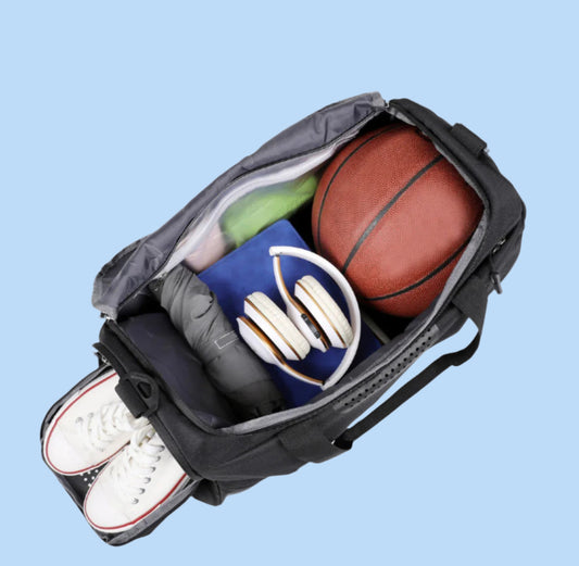 gym bag with shoe and storage compartments