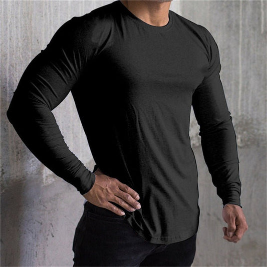 Men’s quick-dry performance long sleeve shirt athletic fit gym training top