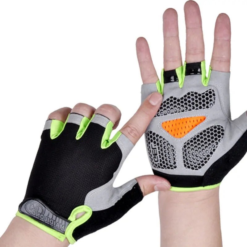 Non-slip fitness gloves designed for optimal grip and comfort. Featuring breathable material, moisture-wicking properties, and adjustable fit, these gloves provide support and protection for intense workouts and weightlifting sessions.- TNT Fitness Gear