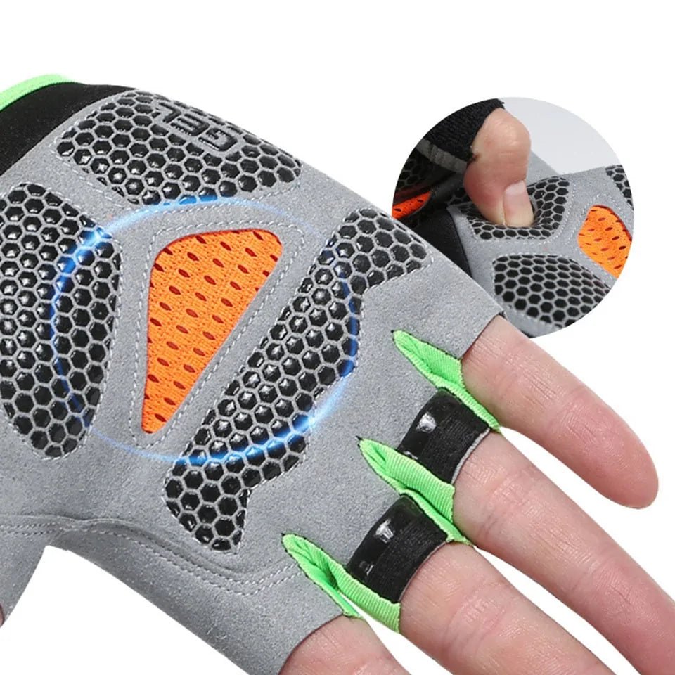 Non-slip fitness gloves designed for optimal grip and comfort. Featuring breathable material, moisture-wicking properties, and adjustable fit, these gloves provide support and protection for intense workouts and weightlifting sessions.- TNT Fitness Gear