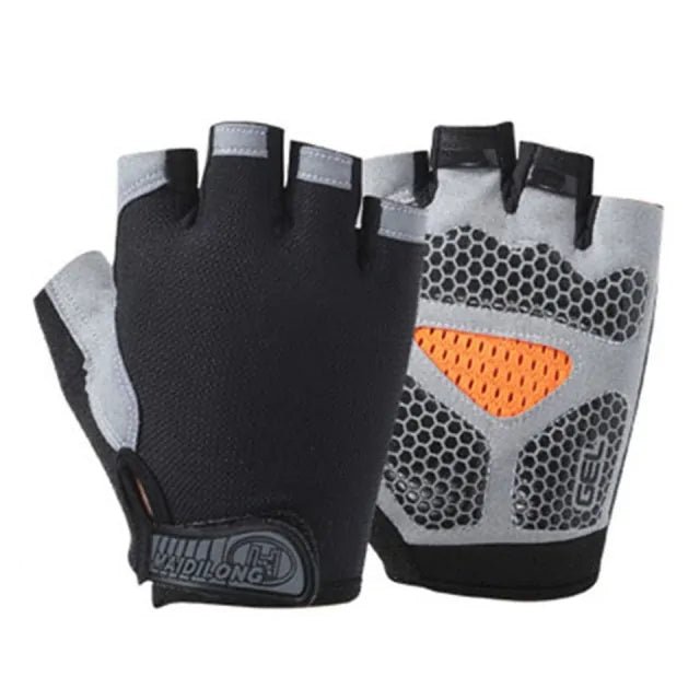 Non-slip fitness gloves designed for optimal grip and comfort. Featuring breathable material, moisture-wicking properties, and adjustable fit, these gloves provide support and protection for intense workouts and weightlifting sessions.- TNT Fitness Gear