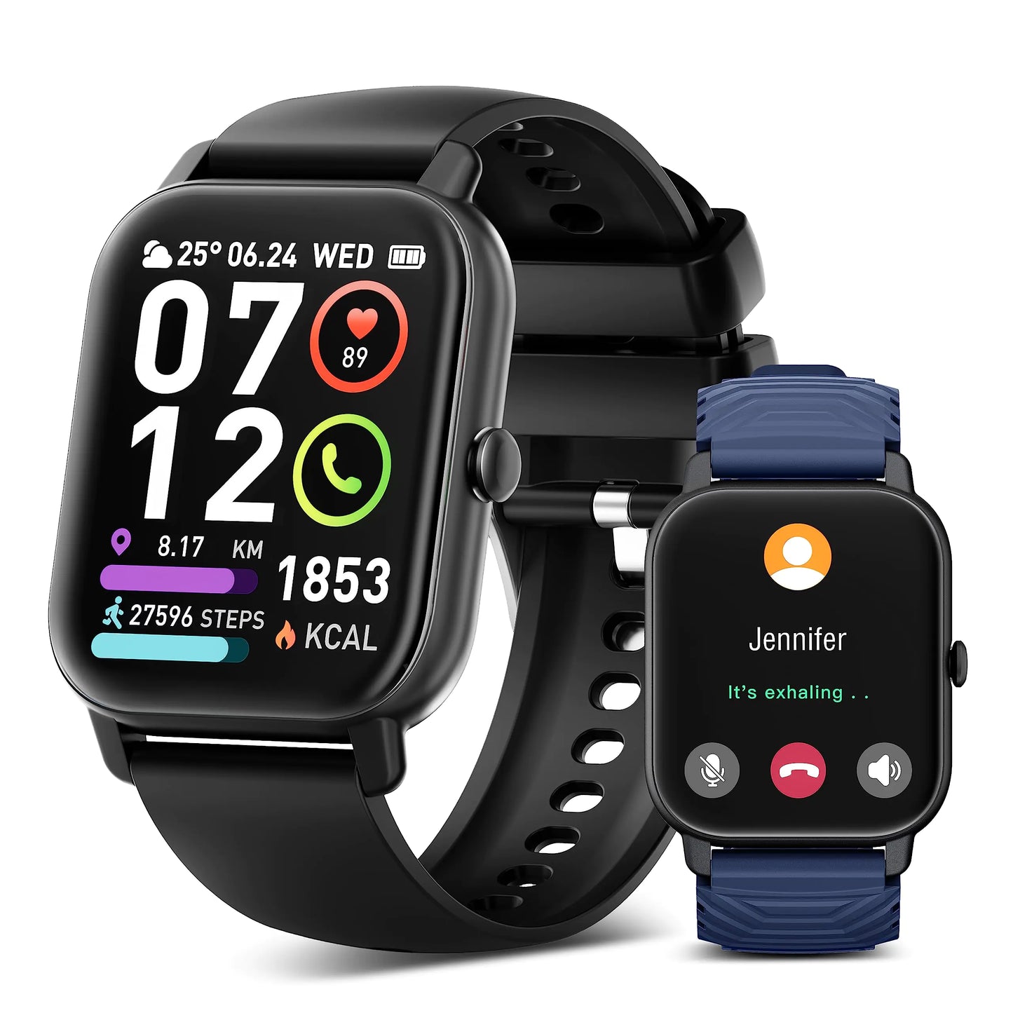 Smart Watch for Men and Women 1.85 Inch HD Display Black - TNT Fitness Gear