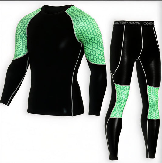 Men’s compression training set long sleeve and leggings performance workout gear
