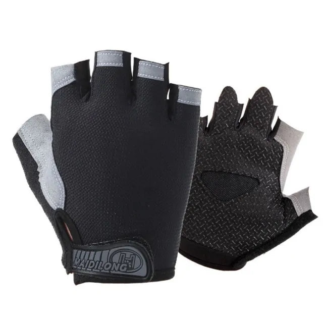 Non-slip fitness gloves designed for optimal grip and comfort. Featuring breathable material, moisture-wicking properties, and adjustable fit, these gloves provide support and protection for intense workouts and weightlifting sessions.- TNT Fitness Gear